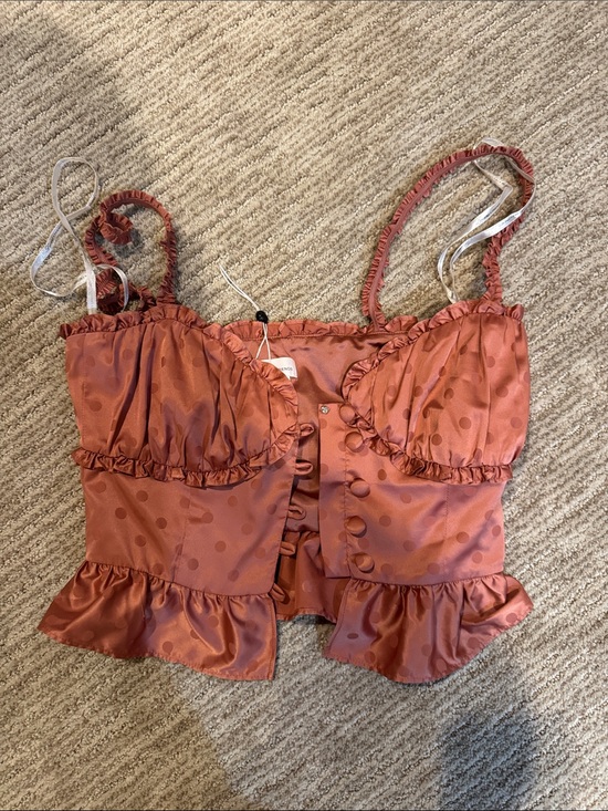Lovers + Friends Tops - Lovers + Friends Satin Ruffle Cami